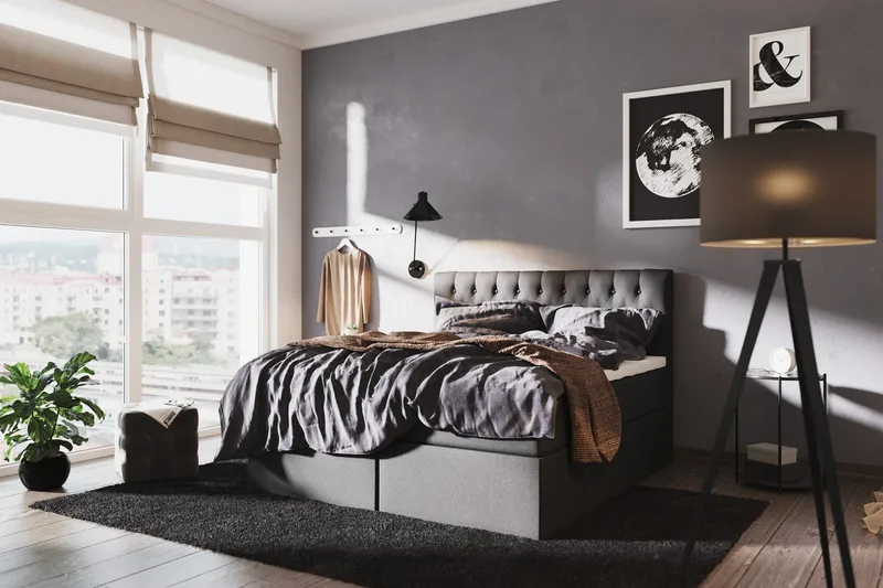 Boxy Box Bed 140x200 cm - Svart/Grå - Products - Möbler - Säng - Säng med förvaring