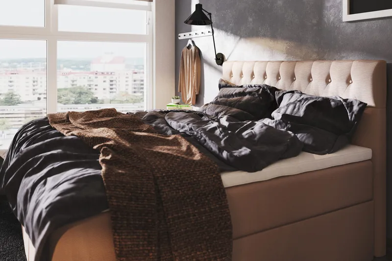 Boxy Box Bed 160x200 cm - Beige - Products - Möbler - Säng - Säng med förvaring