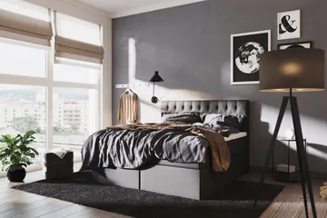 Boxy Komplett Sängpaket Box Bed 160x200 cm - Svart/Grå - Products - Möbler - Säng - Säng med förvaring