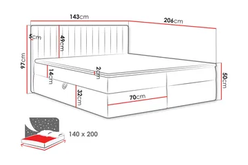 Calrosor Sängpaket Kontinentalsäng med Förvaring 140x200 cm - Grå - Products - Möbler - Säng - Komplett sängpaket