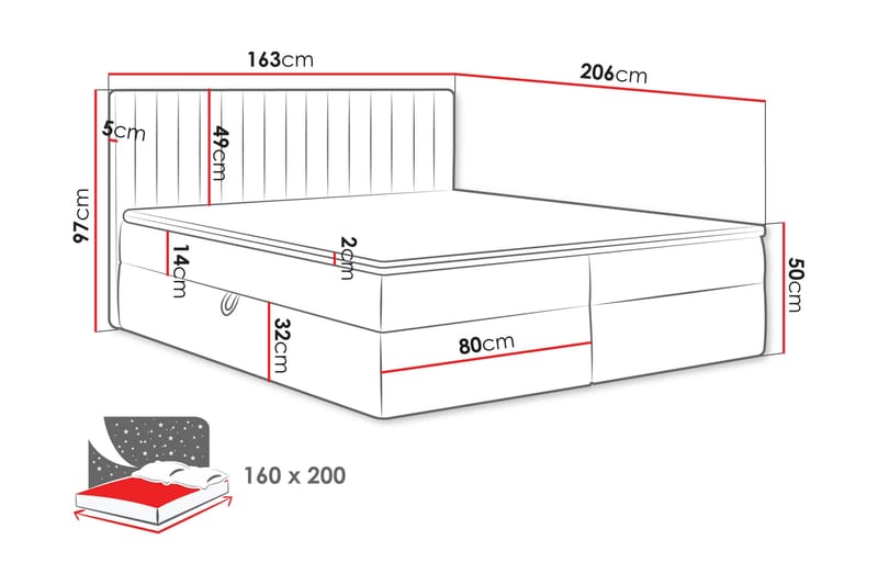Calrosor Sängpaket Kontinentalsäng med Förvaring 160x200 cm - Blå - Products - Möbler - Säng - Komplett sängpaket