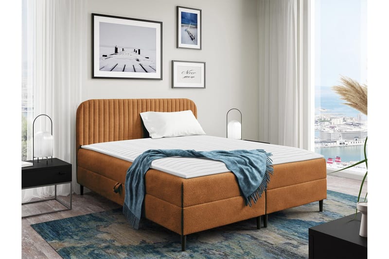 Celestine Förvaringssäng 140x200 cm - Orange - Products - Möbler - Säng - Komplett sängpaket