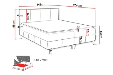 Celestine Förvaringssäng 140x200 cm - Svart - Products - Möbler - Säng - Komplett sängpaket