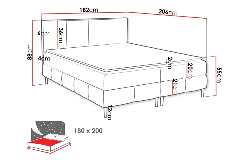 Celestine Förvaringssäng 180x200 cm - Grå - Products - Möbler - Säng - Komplett sängpaket