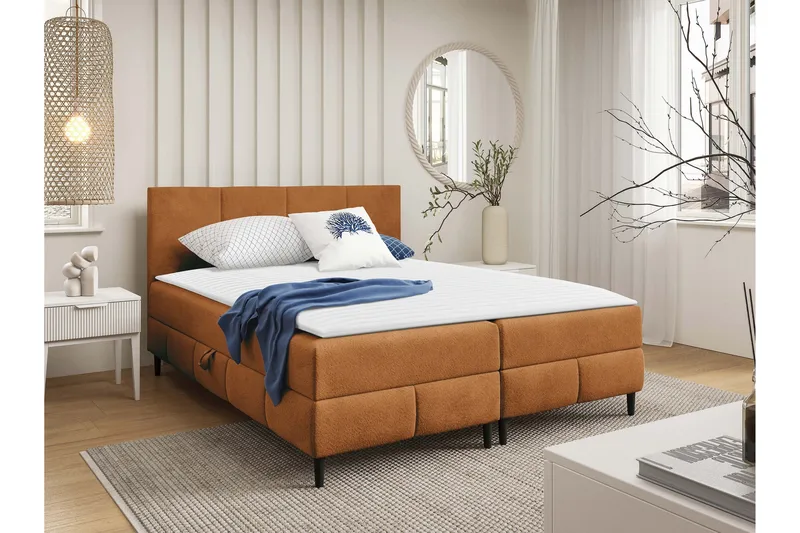 Celestine Förvaringssäng 200x200 cm - Orange - Products - Möbler - Säng - Komplett sängpaket