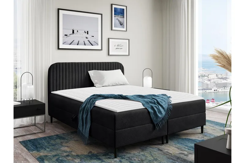 Celestine Förvaringssäng 200x200 cm - Svart - Products - Möbler - Säng - Komplett sängpaket