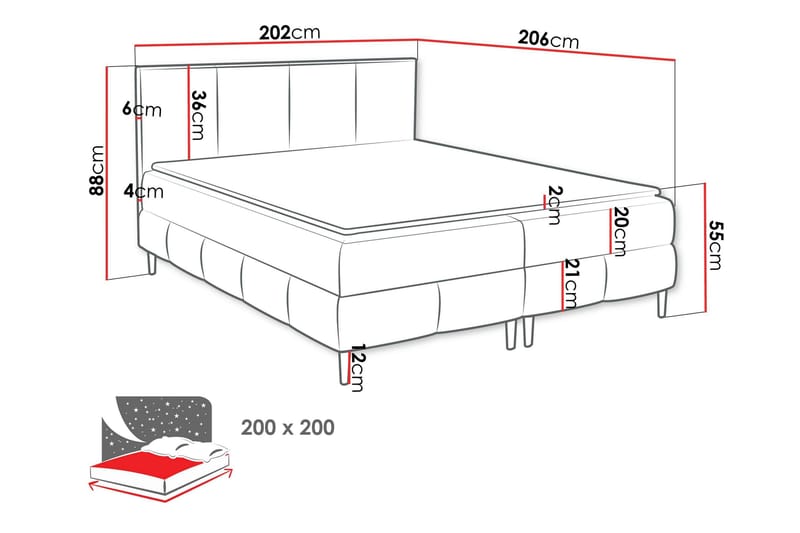 Celestine Förvaringssäng 200x200 cm - Svart - Products - Möbler - Säng - Komplett sängpaket