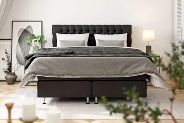 Celine Kontinentalsäng 140x200cm - Svart/Sammet - Products - Möbler - Säng - Kontinentalsäng