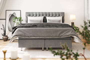 Celine Kontinentalsäng 160x200cm - Grå/Sammet - Products - Möbler - Säng - Kontinentalsäng