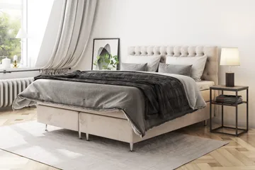 Celine Kontinentalsäng 210x210cm - Beige/Sammet - Products - Möbler - Säng - Kontinentalsäng