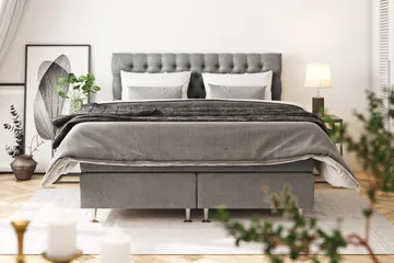 Celine Sängpaket 120x200 cm - Grå/Sammet - Products - Möbler - Säng - Enkelsäng