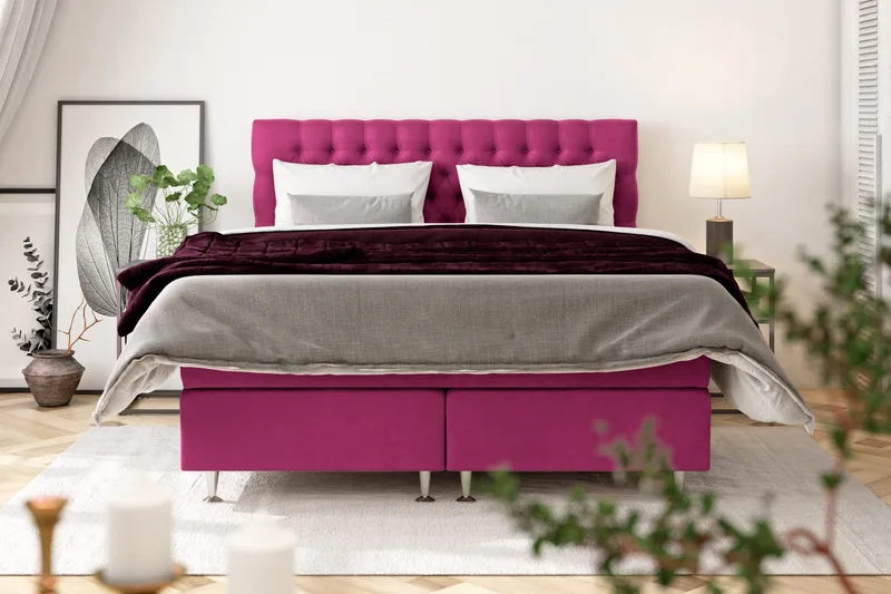 Celine Sängpaket 210x210cm - Rosa / Sammet - Products - Möbler - Säng - Kontinentalsäng