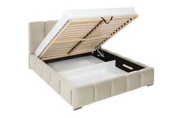 Cleaton Sängram 180x200 cm med Förvaring HVILA Resårmadrass och Bäddmadrass i Memoryskum med Tvättbar klädsel - Beige - Products - Möbler - Säng - Komplett sängpaket