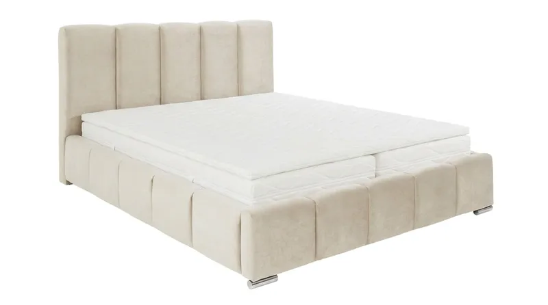 Cleaton Sängram 180x200 cm med Förvaring HVILA Skummadrass och Bäddmadrass i Latex med Tvättbar klädsel - Grå/Vit - Products - Möbler - Säng - Komplett sängpaket
