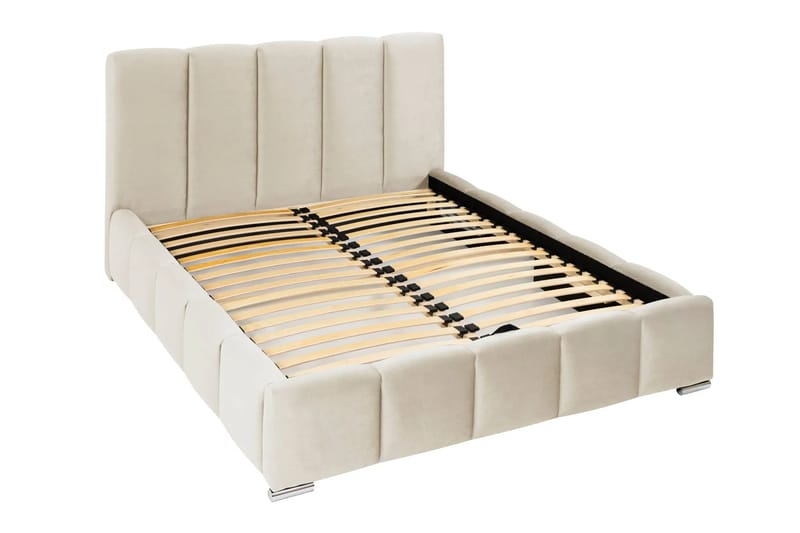 Cleaton Sängram 180x200 cm med Förvaring HVILA Skummadrass och Bäddmadrass i Latex med Tvättbar klädsel - Grå/Vit - Products - Möbler - Säng - Komplett sängpaket
