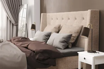 Cuba Sängpaket 160x200 med Två Beiga Kuddar - (+Fler val) Beige/Brun - Products - Möbler - Säng - Kontinentalsäng