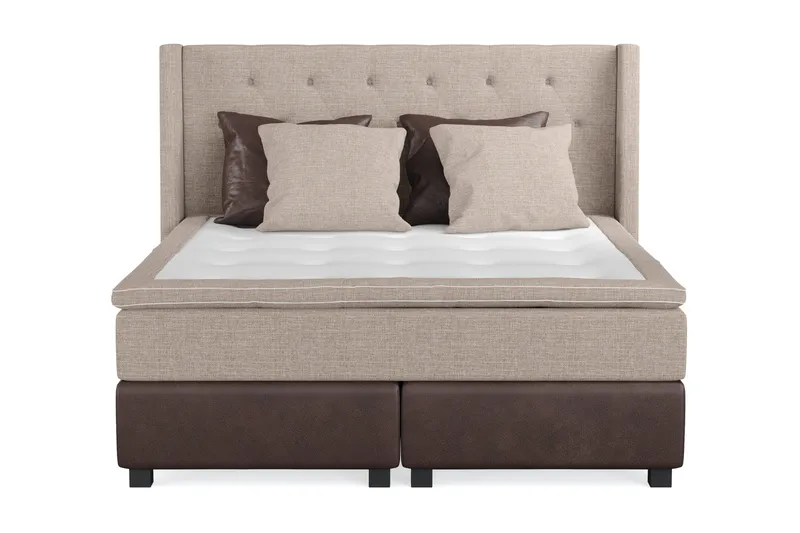 Cuba Sängpaket 160x200 med Två Bruna Två Beiga Kuddar - (+Fler val) Beige/Brun - Products - Möbler - Säng - Kontinentalsäng