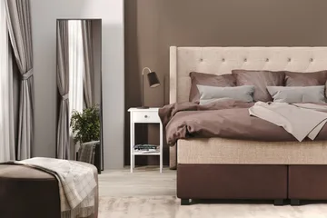 Cuba Sängpaket 210x210 med Tre Bruna Kuddar - (+Fler val) Beige/Brun - Products - Möbler - Säng - Kontinentalsäng