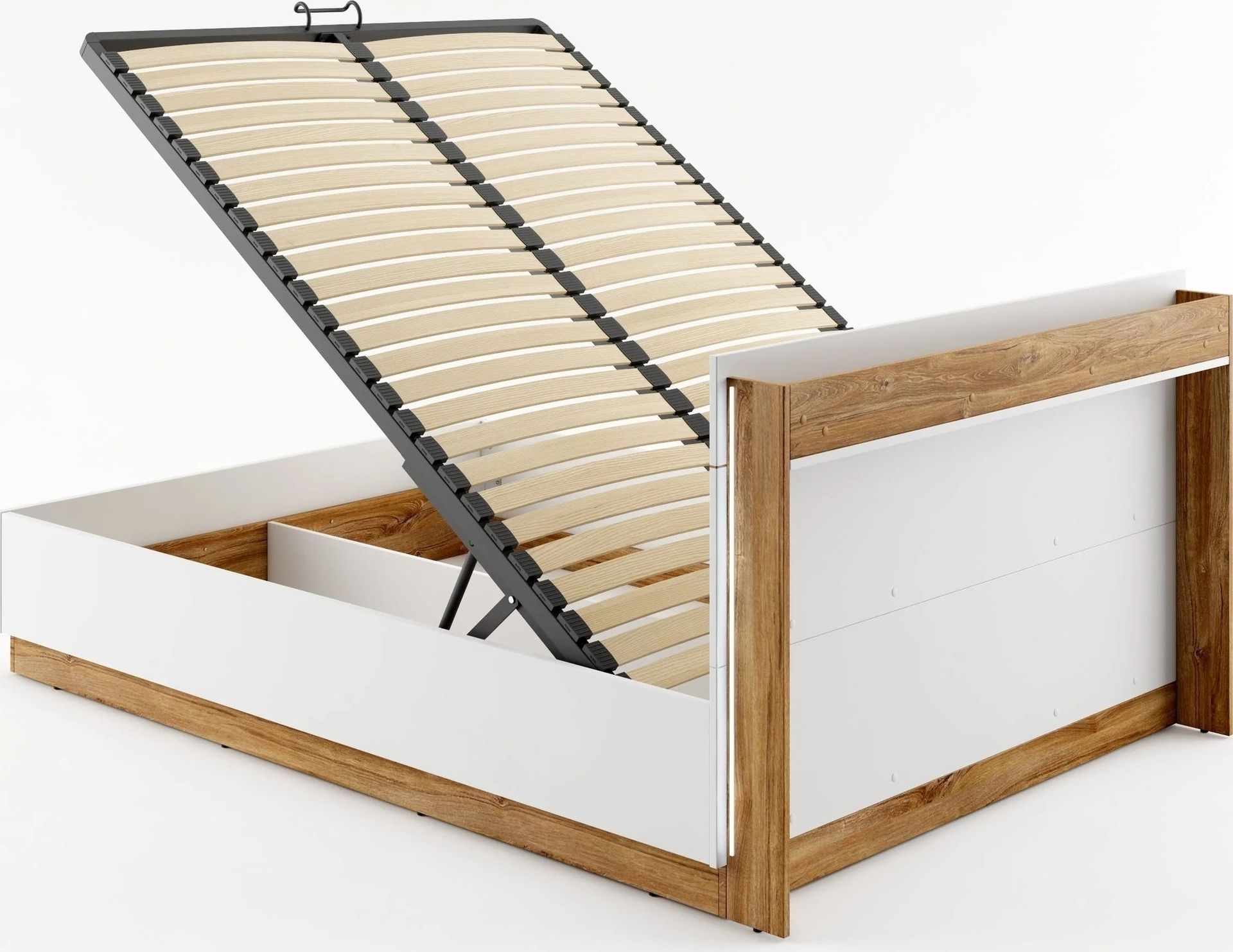 Dentro säng med förvaring 160 x 200 cm - Vit/ek