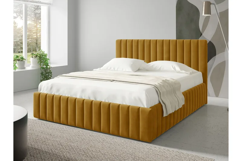 Desio Förvaringssäng 160x200 cm - Gul - Products - Möbler - Säng - Säng med förvaring