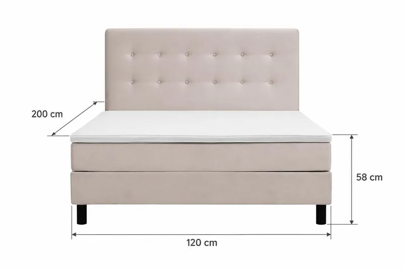 Dream Komplett Sängpaket 120x200 cm Knappar - Beige - Products - Möbler - Säng - Komplett sängpaket