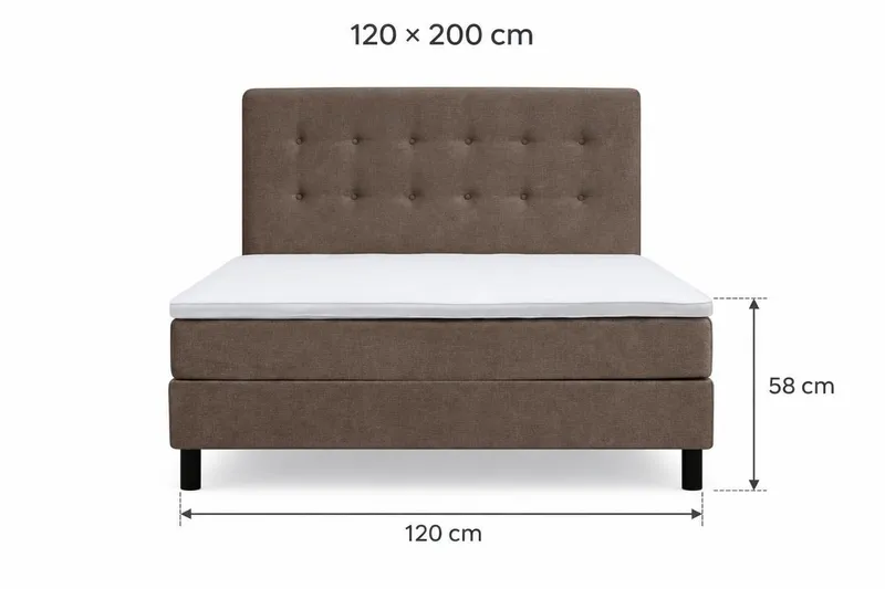 Dream Komplett Sängpaket 120x200 cm Knappar - Brun - Products - Möbler - Säng - Komplett sängpaket