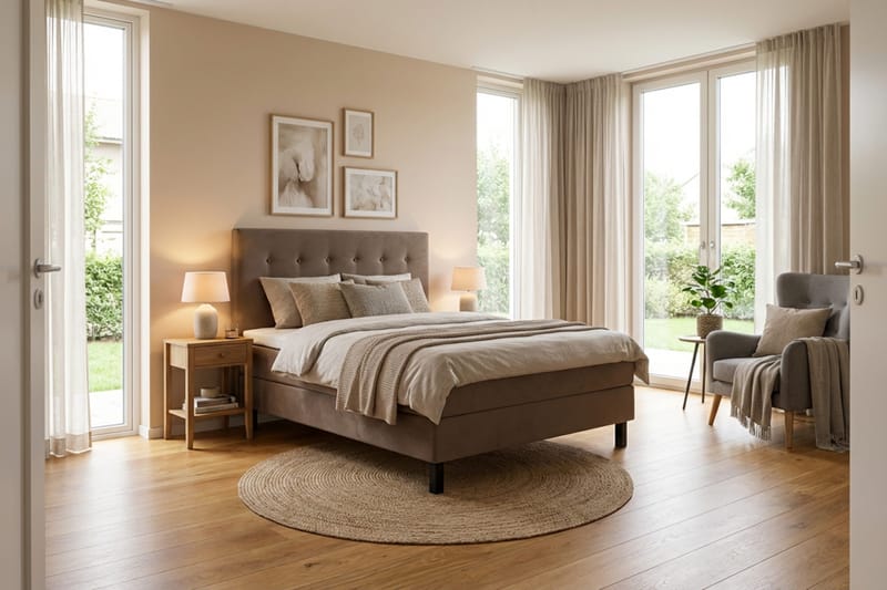 Dream Komplett Sängpaket 120x200 cm Knappar - Brun - Products - Möbler - Säng - Kontinentalsäng
