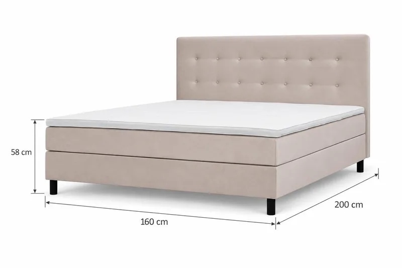Dream Komplett Sängpaket 160x200 cm Knappar - Beige - Products - Möbler - Säng - Komplett sängpaket