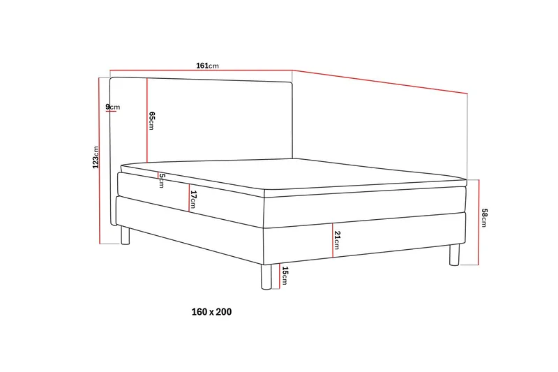 Dream Komplett Sängpaket 160x200 cm Slät Sänggavel - Grå - Products - Möbler - Säng - Enkelsäng