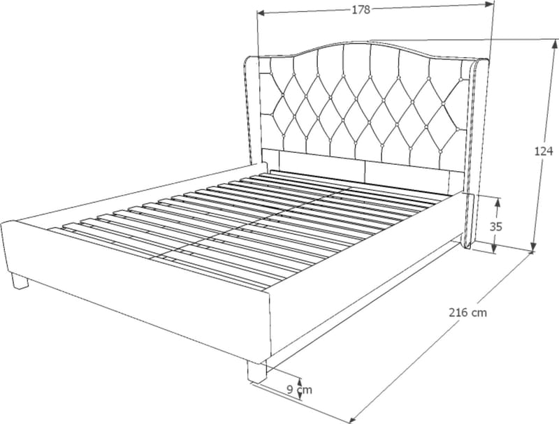 Duncan sängram 160x200 cm - Grå sammet - Grå - Products - Möbler - Säng - Sängram & sängstomme