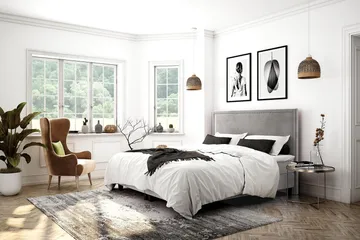Faylor Lyx Velvet 180x200 cm - Ljusgrå - Products - Möbler - Säng - Kontinentalsäng