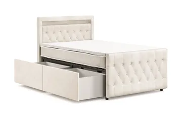 Franco Light Komplett Sängpaket med förvaring LED-belysning 120x200 cm - Beige - Products - Möbler - Säng - Säng med förvaring