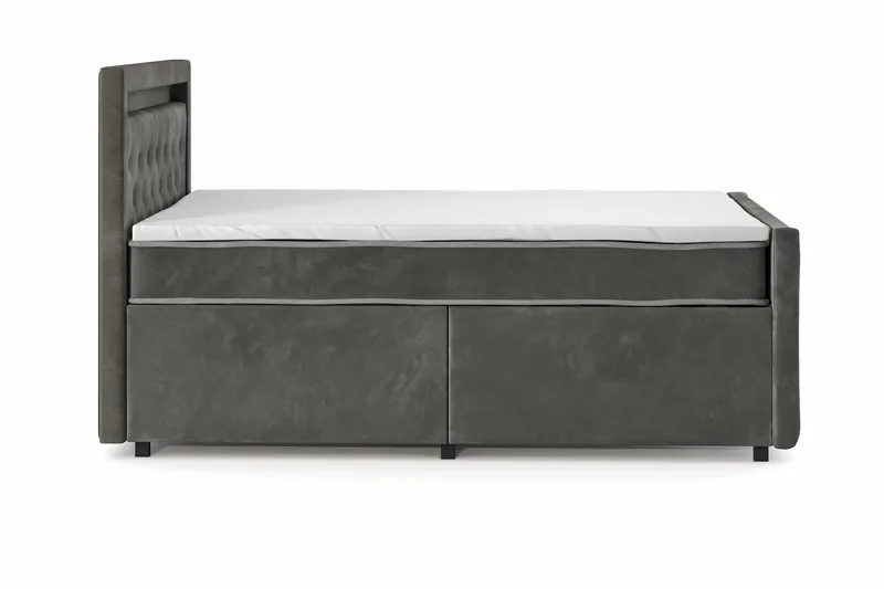 Franco Light Komplett Sängpaket med förvaring LED-belysning 120x200 cm - Grå - Products - Möbler - Säng - Säng med förvaring