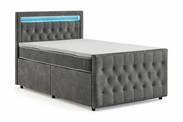 Franco Light Komplett Sängpaket med förvaring LED-belysning 120x200 cm - Grå - Products - Möbler - Säng - Säng med förvaring