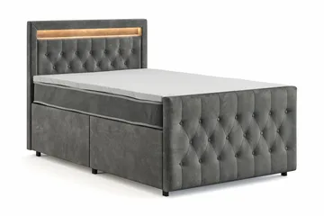Franco Light Komplett Sängpaket med förvaring LED-belysning 120x200 cm - Grå - Products - Möbler - Säng - Säng med förvaring