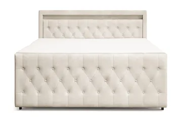 Franco light Komplett Sängpaket med förvaring LED-belysning 180x200 cm - Beige - Products - Möbler - Säng - Säng med förvaring