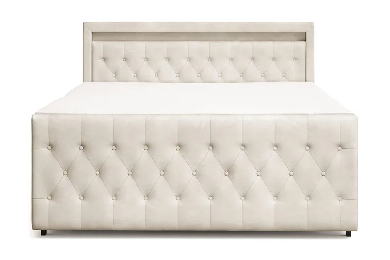 Franco light Komplett Sängpaket med förvaring LED-belysning 180x200 cm - Beige - Products - Möbler - Säng - Säng med förvaring