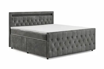 Franco light Komplett Sängpaket med förvaring LED-belysning 180x200 cm - Grå - Products - Möbler - Säng - Säng med förvaring
