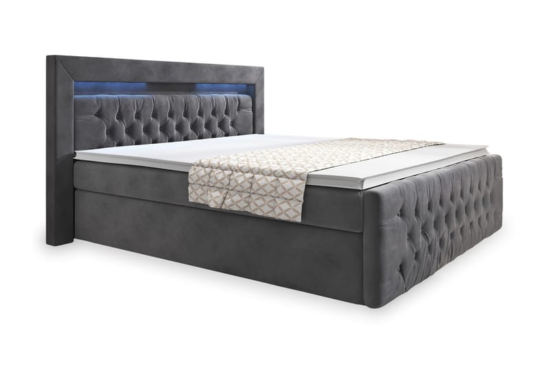 Franco Sängpaket med förvaring LED-belysning 160x200 cm - 160x200 Grå (+Fler val) - Products - Möbler - Säng - Säng med förvaring