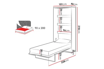 Rauk Sängskåp 101x228 cm - Vit - Products - Möbler - Säng - Gästsäng & extrasäng - Sängskåp