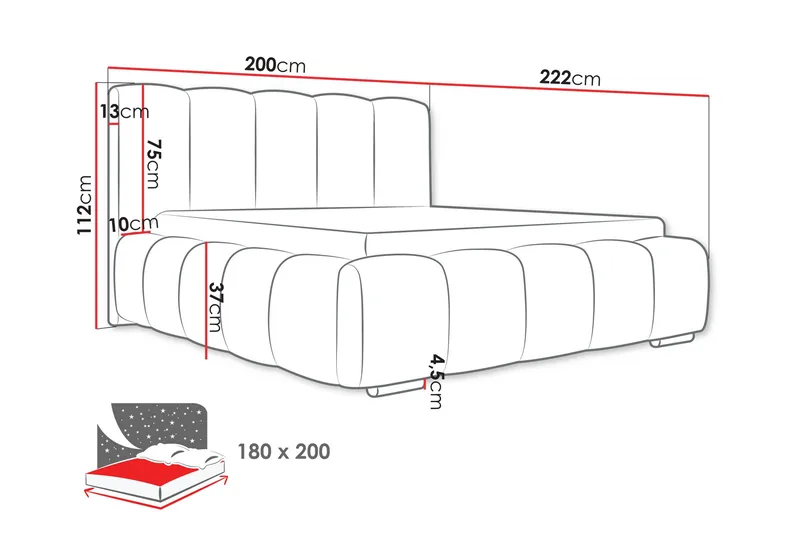 Gioia Förvaringssäng 180x200 cm - Blå - Products - Möbler - Säng - Säng med förvaring