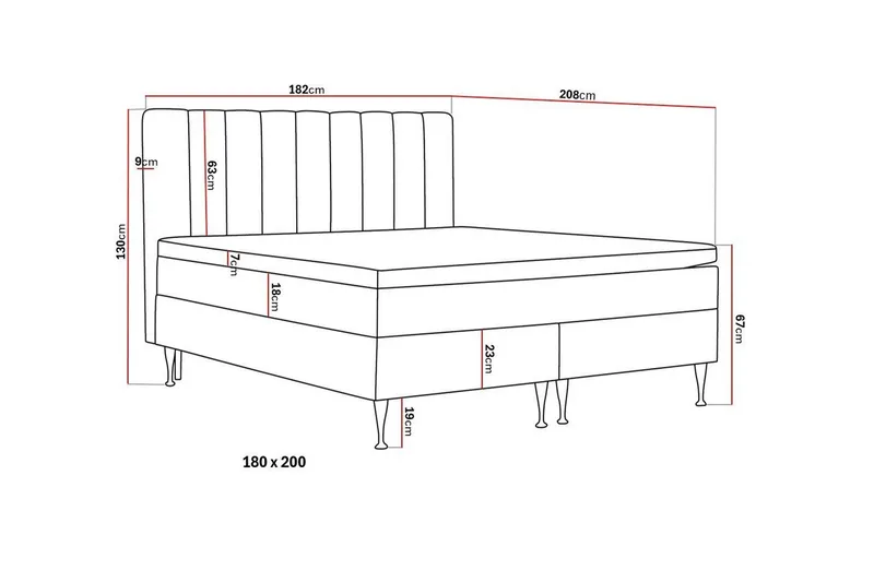 Hilton High Komplett Sängpaket 180x200 cm - Grå - Products - Möbler - Säng - Kontinentalsäng