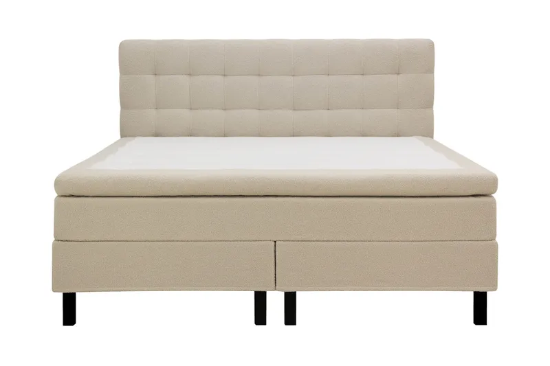 Hilton Komplett Sängpaket 160x200 cm Kontinentalsäng med rutad sänggavel - Beige / Teddy - Products - Möbler - Säng - Kontinentalsäng