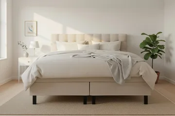 Hilton Komplett Sängpaket 180x200 cm Kontinentalsäng med rutad sänggavel - Beige - Products - Möbler - Säng - Kontinentalsäng