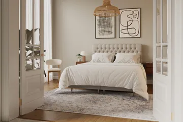 Hilton Lyx Komplett Sängpaket 160x200 cm Kontinentalsäng med knappad sänggavel - Beige - Products - Möbler - Säng - Kontinentalsäng