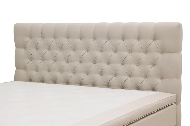 Hilton Lyx Komplett Sängpaket 160x200 cm Kontinentalsäng med knappad sänggavel i sammet - Beige / Sammet - Products - Möbler - Säng - Kontinentalsäng