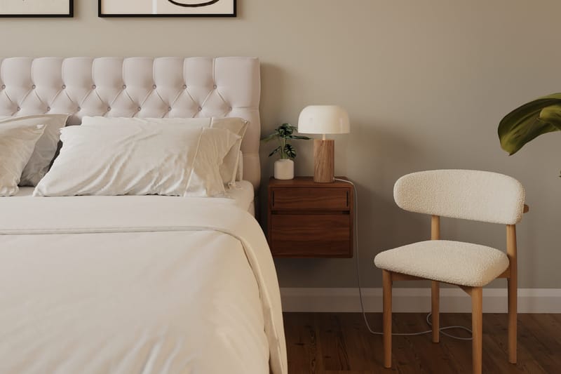 Hilton Lyx Komplett Sängpaket 160x200 cm Kontinentalsäng med knappad sänggavel i sammet - Beige / Sammet - Products - Möbler - Säng - Kontinentalsäng