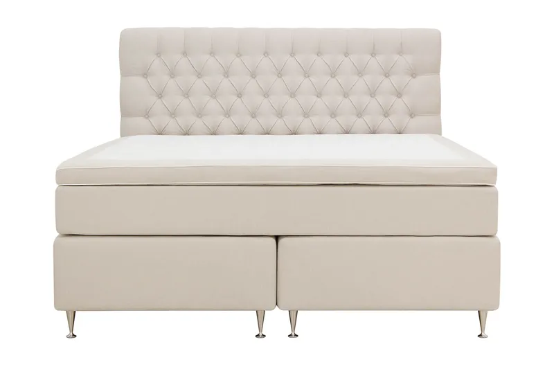 Hilton Lyx Komplett Sängpaket 160x200 cm Kontinentalsäng med knappad sänggavel - Ljusbeige - Products - Möbler - Säng - Kontinentalsäng