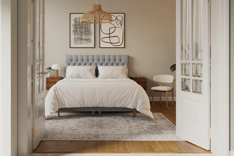Hilton Lyx Komplett Sängpaket 180x200 cm Kontinentalsäng med knappad sänggavel - Grå - Products - Möbler - Säng - Kontinentalsäng
