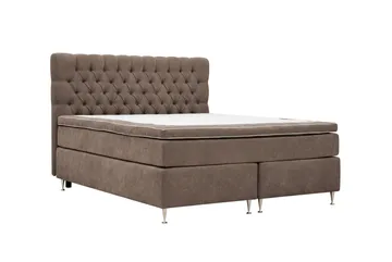 Hilton Lyx Komplett Sängpaket 180x200 cm Kontinentalsäng med knappad sänggavel i chenille - Mörkbrun - Products - Möbler - Säng - Kontinentalsäng